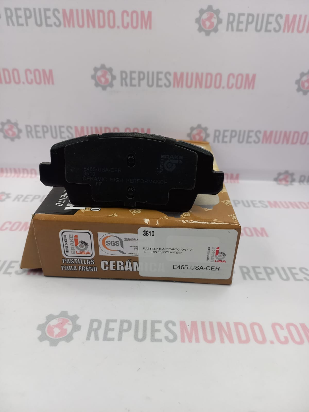 PASTILLAS PARA FRENO KIA PICANTO ION RIN 13 REF 3610 E465 CERAMICA BRAKE USA MED 113X47 MM - Image 4