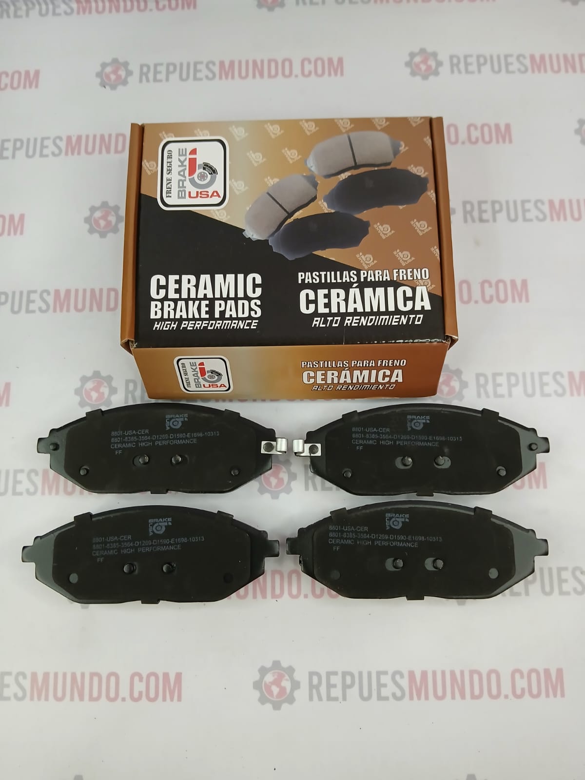 PASTILLAS PARA FRENO CHEVROLET SPARK GT BEAT REF D1590 8801 10313 8385 D1269 BRAKE USA CERAMICA MED 133X48 MM