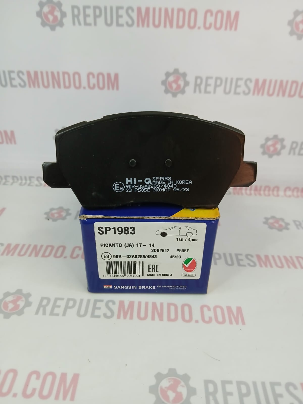 PASTILLAS PARA FRENO KIA PICANTO ALL NEW XTREME X LINE GT LINE REF E462 SP1983 HI-Q 121X55 MM RIN 14 - Image 2