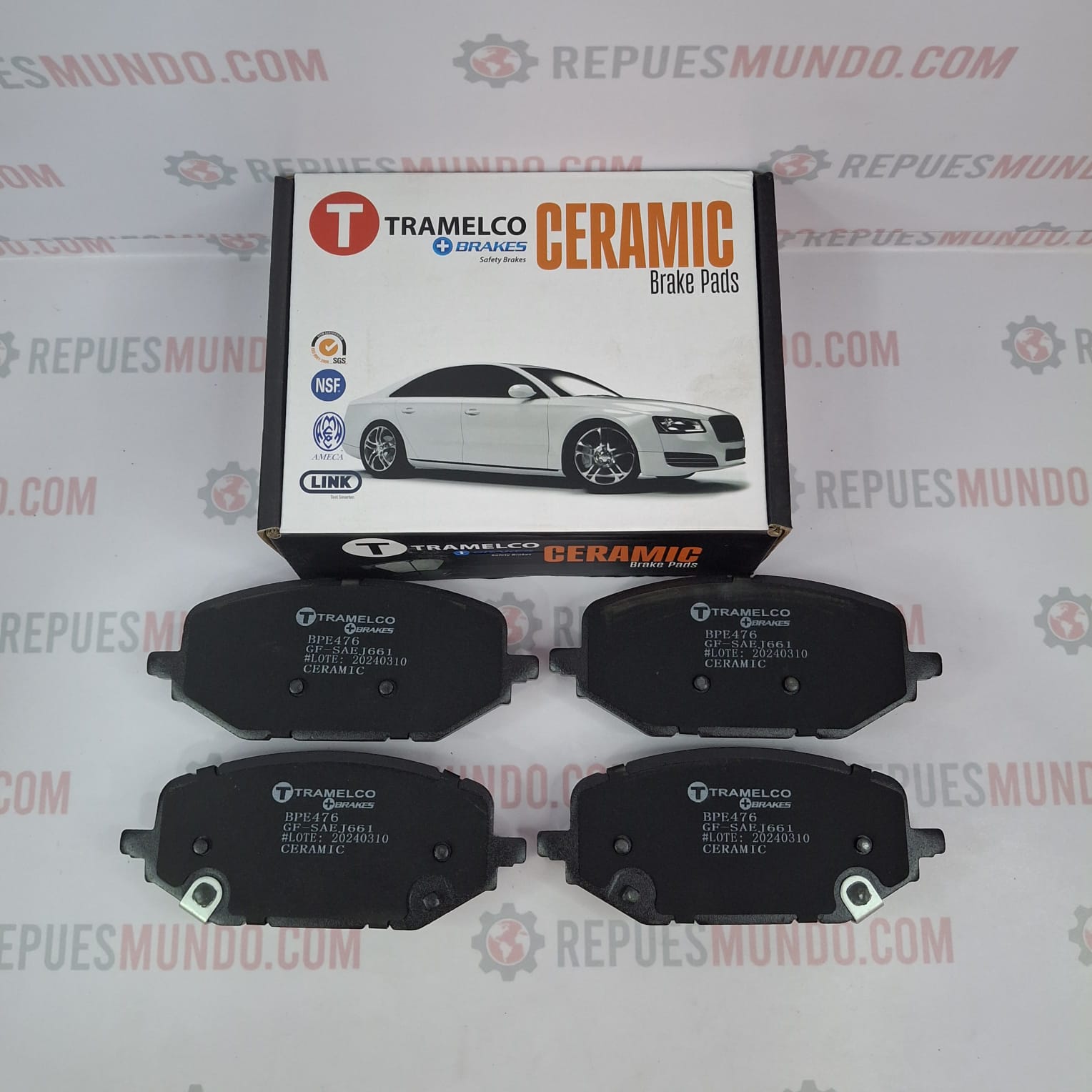 PASTILLAS PARA FRENO CHEVROLET TRACKER TURBO DELANTERAS REF BPE476 MED 132X55 MM TRAMELCO CERAMICA