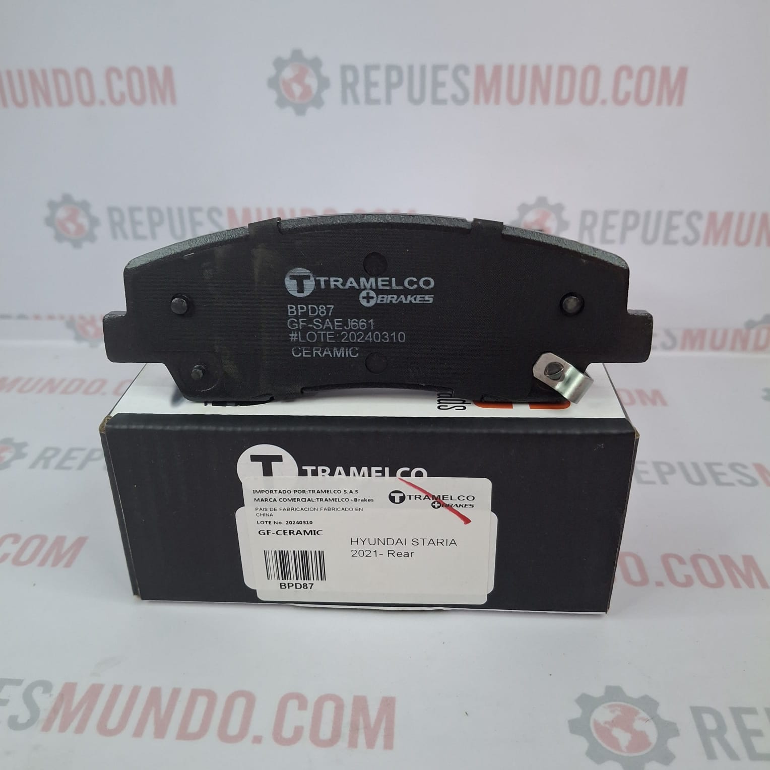 PASTILLAS PARA FRENO TRASERO HYUNDAI STARIA 2021 REAR PASAJEROS REF BPD87 CERAMICA TRAMELCO MED 132X46 MM - Image 5